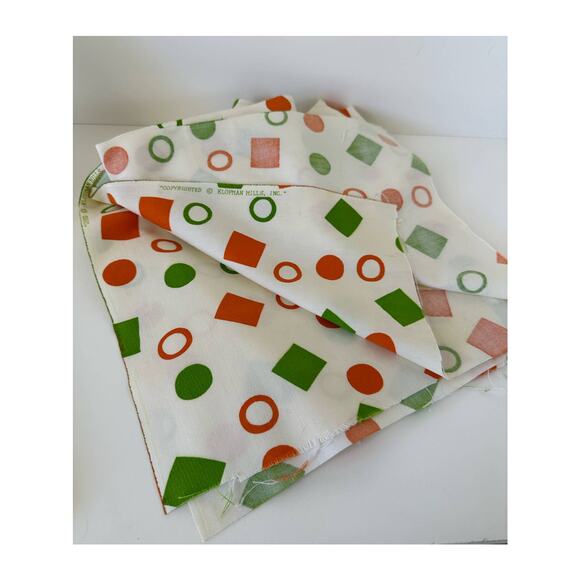 Vintage Klopman Mills Inc fabric, orange and green - Picture 3 of 5